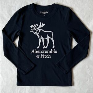 Boys Abercrombie Kids Embroidered Navy Long Sleeve Tee - Size 7/8